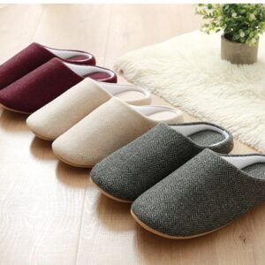 Men's Cotton Black warm slippers Muji soft bottom