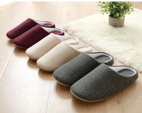 Men's Cotton Black warm slippers Muji soft bottom