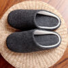 Men's Cotton Black warm slippers Muji soft bottom - Image 3