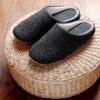 Men's Cotton Black warm slippers Muji soft bottom - Image 5