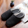 Men's Cotton Black warm slippers Muji soft bottom - Image 2