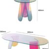 Acrylic Rainbow Color Coffee Table, Iridescent Glass End Table Round Side Table Modern Accent TV Table For Living Bed Room Decoration - Image 6