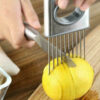 Onion Holder Slicer Vegetable tools Tomato Cutter Stainless Steel Kitchen Gadget - Image 3