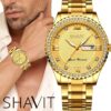 Gold Men's Watch Classic Stainless Steel Quartz Analog Business Wristwatch Gift - Image 3