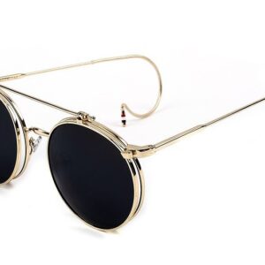 Steampunk flip vintage glasses hook sunglasses literary round frame glasses sunglasses