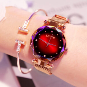 Rose Gold Women Watches Fashion Diamond Ladies Starry