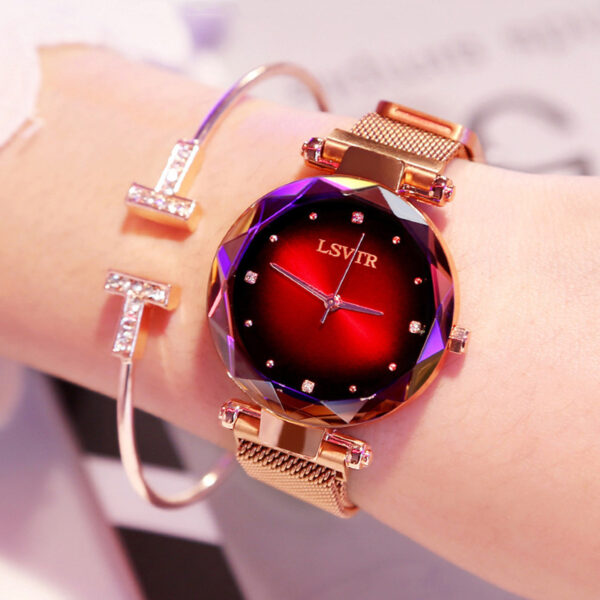 Rose Gold Women Watches Fashion Diamond Ladies Starry