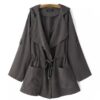 Solid color hooded trench coat - Image 9