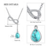 925 Sterling Silver Infinity Turquoise Drop Necklace - Image 2