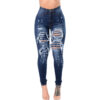 Women's Ripped Denim Washed Denim Pants - Image 5
