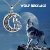 Sterling Silver Howling Wolf Moon Pendant Necklace for Wolf - Image 4