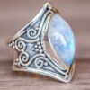 Antique silver vintage moonstone ring bracelet - Image 3