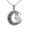 Sterling Silver Howling Wolf Moon Pendant Necklace for Wolf - Image 6