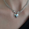 S925 Sterling Silver Zircon Heart Sweater Necklace - Image 2