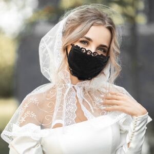 Ladies Black Flower Embroidery Lace Adjustable Mesh Thin Breathable Mask