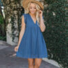 Lace Jacquard Cutout V-Neck Dress - Image 5