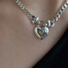 S925 Sterling Silver Zircon Heart Sweater Necklace - Image 5