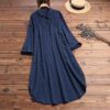 Elegant Solid Color Slit Dress Long Shirt Dress - Image 5