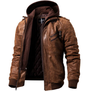 Winter Fashion Motorcycle Leather Jacket Men Slim Fit Oblique Zipper