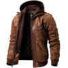 Winter Fashion Motorcycle Leather Jacket Men Slim Fit Oblique Zipper - Image 4