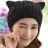 Hand Made 3D Cute Knitted Cat Ear Beanie For Winter - Image 3