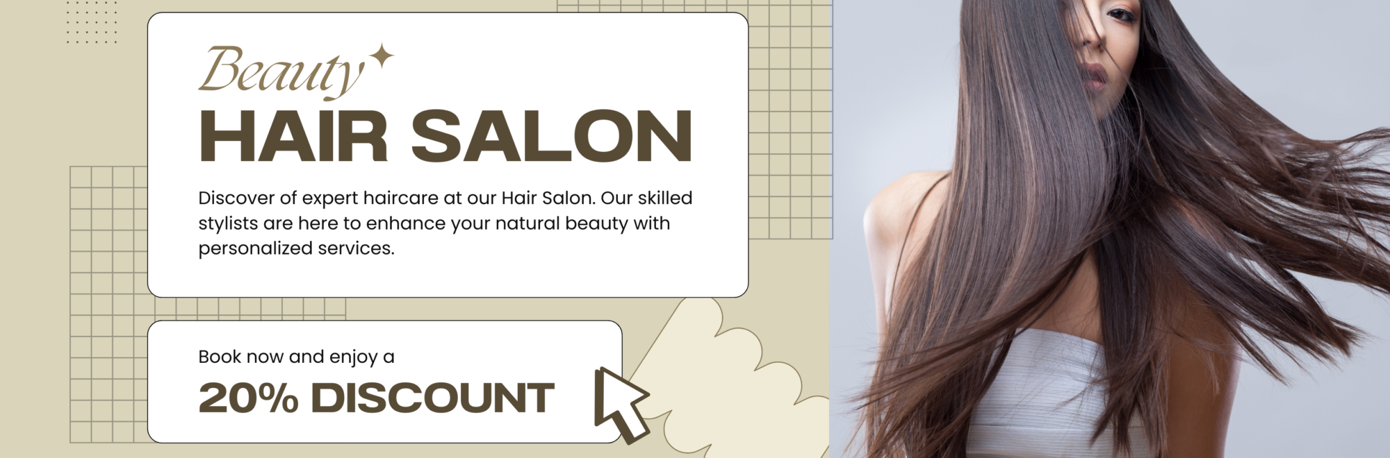 Green Gray Modern Hair Salon Medium Banner