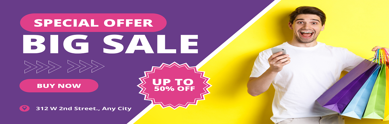 Purple and Pink Elegant Special Offer Big Sale Banner Landscape