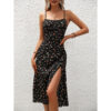 New Polka Dot Print Suspender Dress Summer Sexy Slit - Image 2