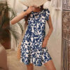 Women's Round Neck Printed Ruffles Dress - Image 4