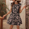 Women's Round Neck Printed Ruffles Dress - Image 3