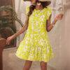 Women's Round Neck Printed Ruffles Dress - Image 2