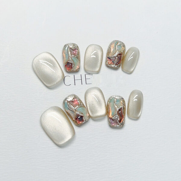Hand-worn Nail Milk Coffee Cat's Eye Nail Best Nail Tip
