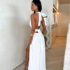 Sexy Halterneck V-neck Slit Dress Summer Backless Strappy Skirt Fashion - Image 2
