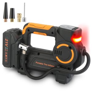 21V Cordless Tire Inflator 140W – 150PSI Digital Air Compressor with LED Light