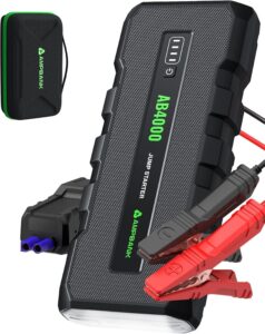 4000A Portable Car Jump Starter 12V – Emergency Power Supply with 18W Fast Charge & LED Light
