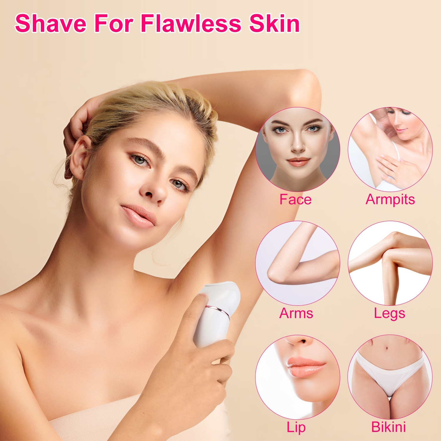 5-in-1 Electric Body Epilator Kit – Epilator, Shaver, Facial Brush, Callus Remover & Massager with LED Display - Image 7