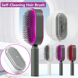 Self-Cleaning Hair Brush for Women – One-Key Hair Removal & Scalp Massage