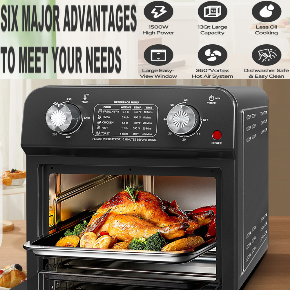 12.5 Qt Air Fryer with Dual Knob Control – 60-Minute Timer, Adjustable Temperature - Image 3