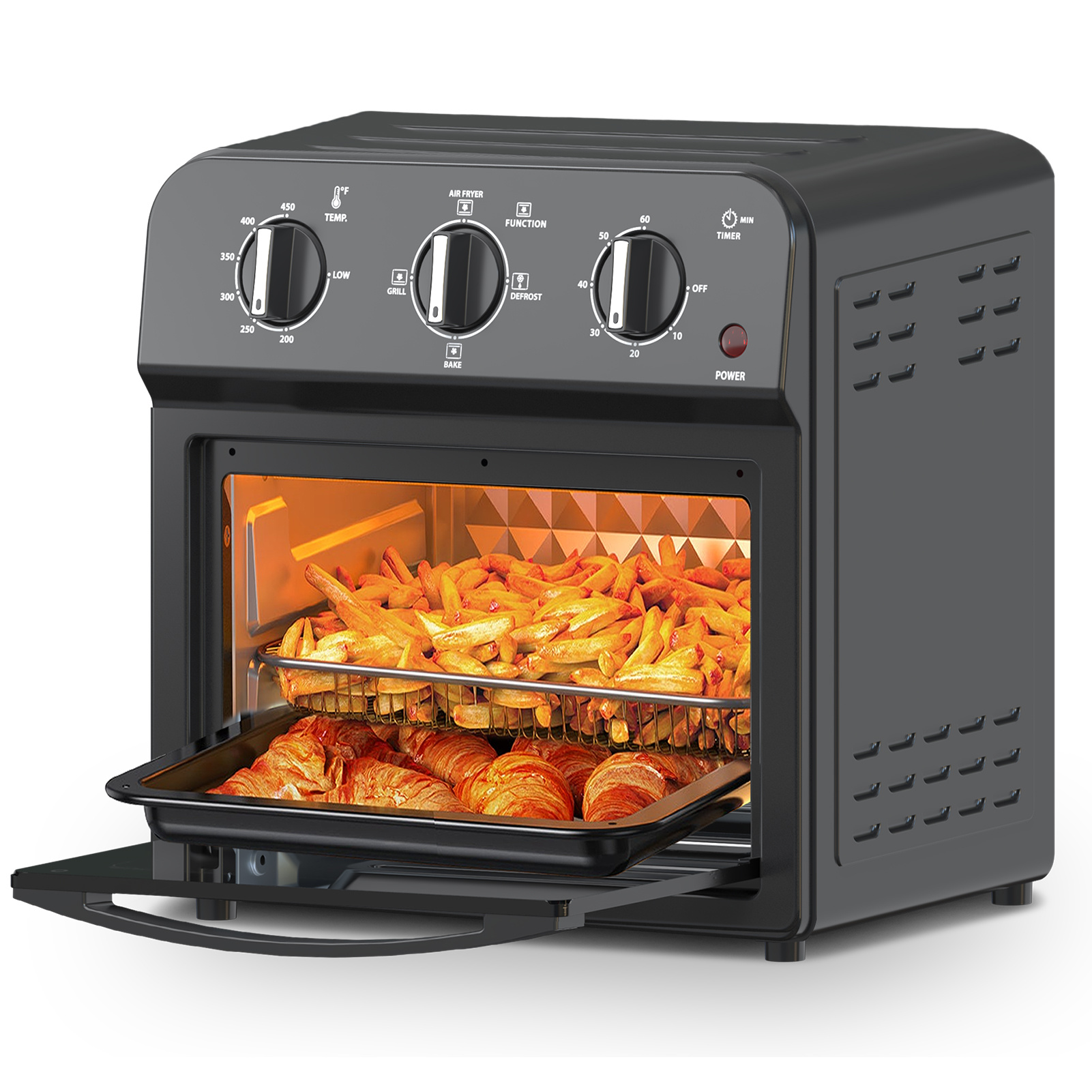 13QT Family Size Air Fryer Toaster Oven Combo – Hot Air Circulation, Oil-Free Cooking, Multifunctional Convection Countertop Oven with Adjustable Time & Temperature Control