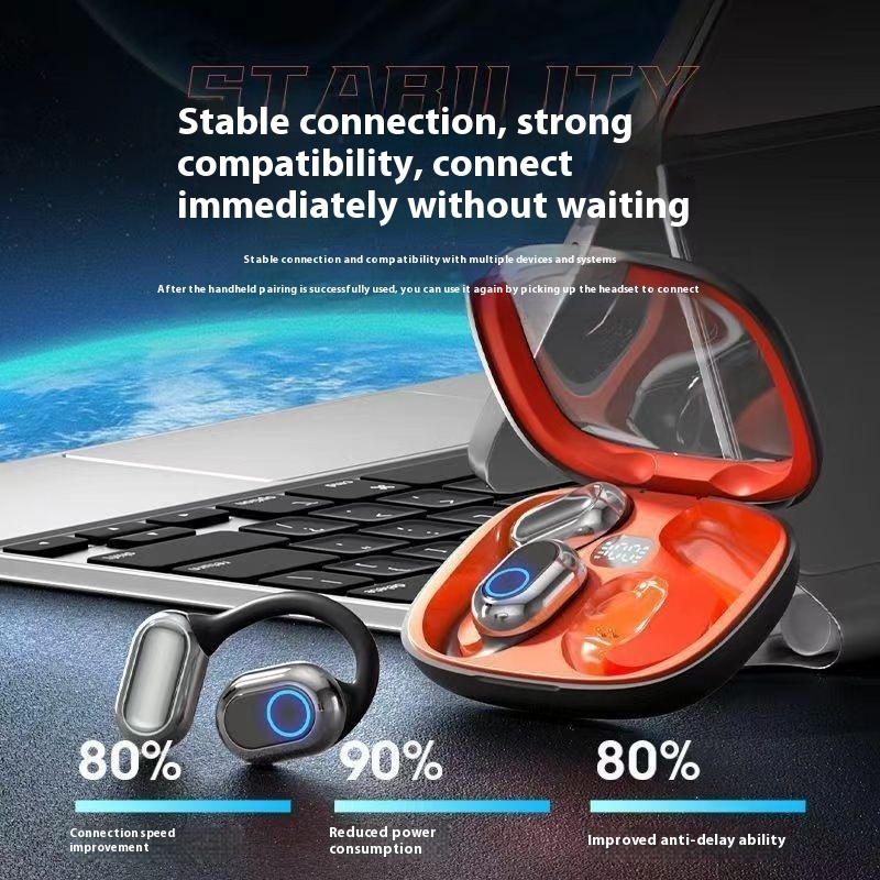 Ear-Mounted Bluetooth Headset – Sports Digital Display Wireless Earbuds - Image 5