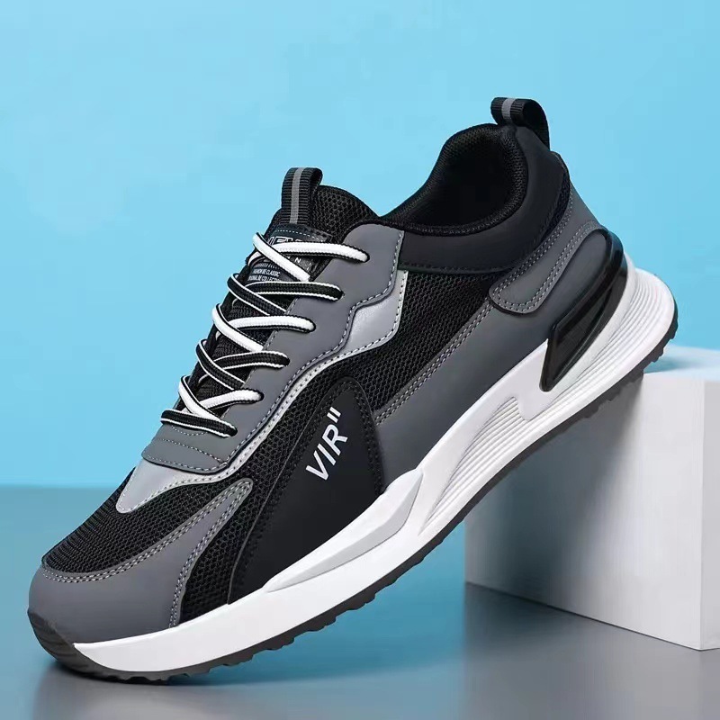 Men’s Color Block Mesh Sneakers – Breathable Casual Lace-Up Sports Running Shoes - Image 2