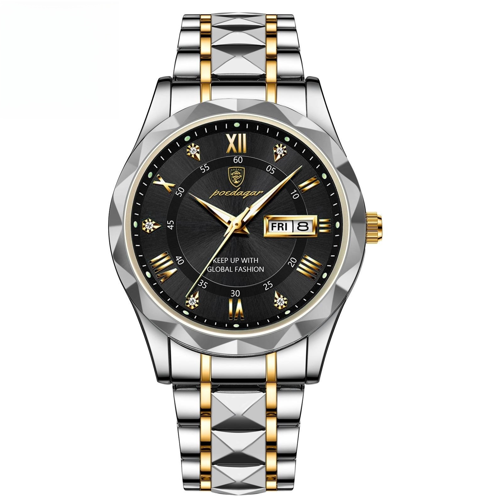 Men’s Waterproof Quartz Watch – Double Calendar Luminous Stainless Steel Wristwatch - Image 6