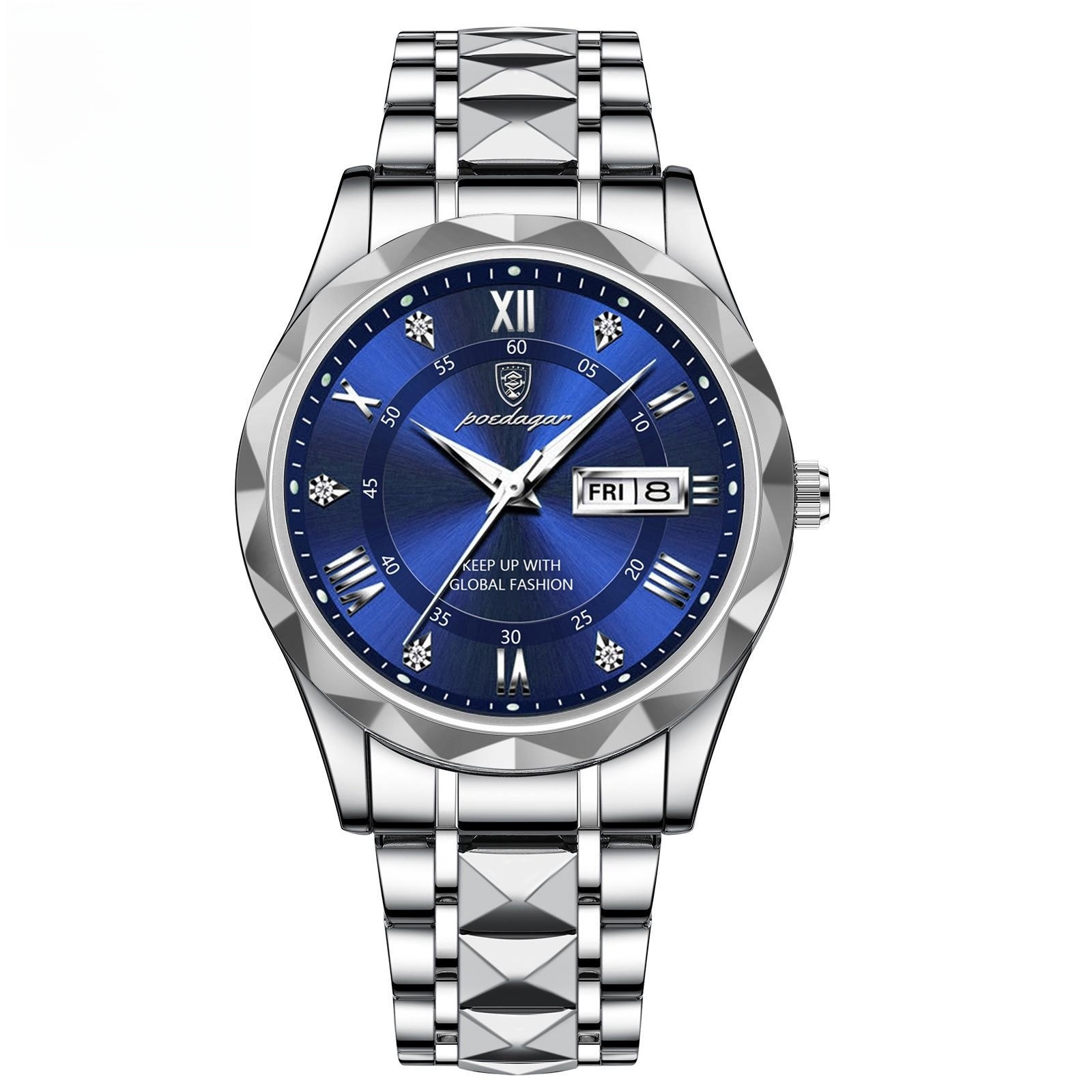 Men’s Waterproof Quartz Watch – Double Calendar Luminous Stainless Steel Wristwatch - Image 2