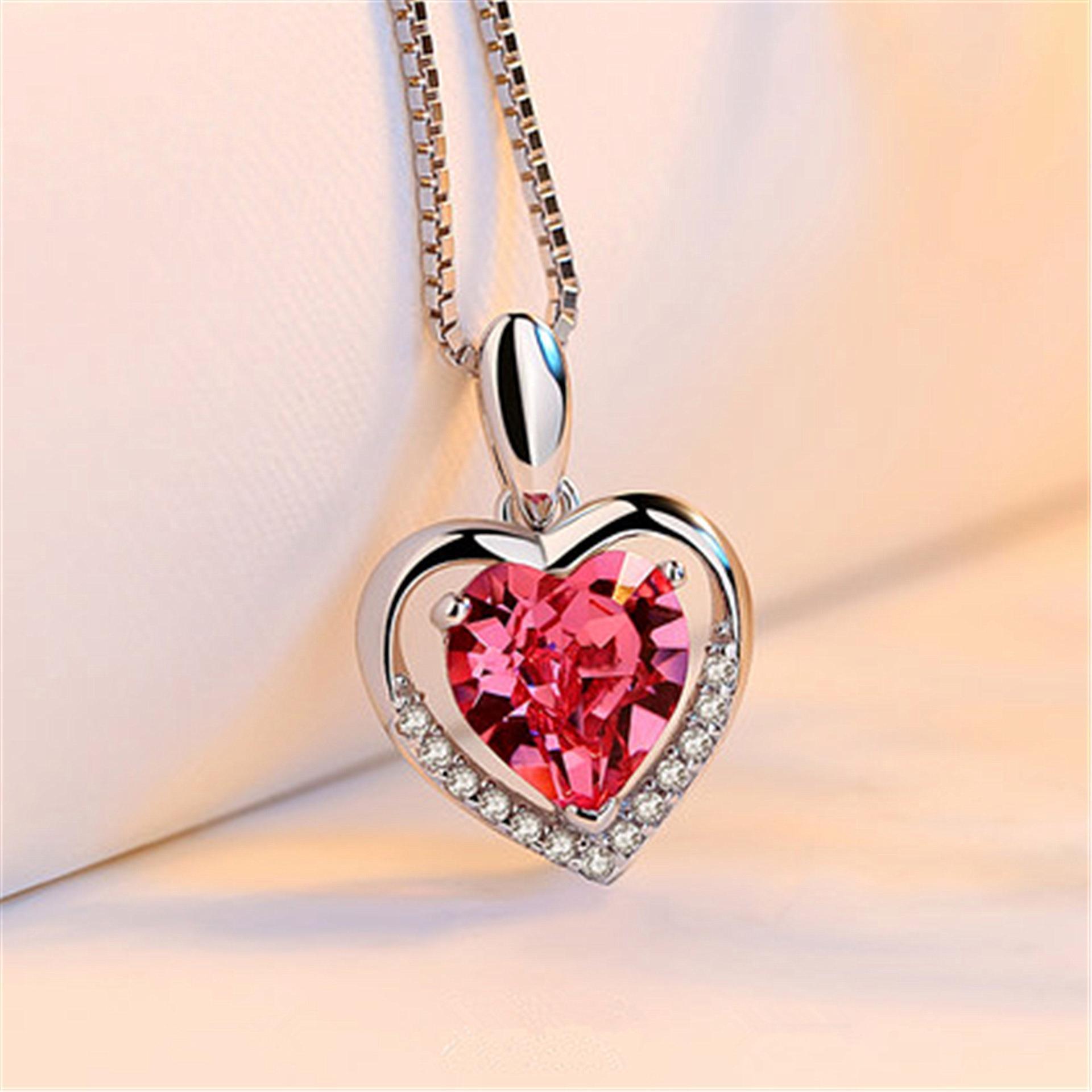 Silver Plated Heart Crystal Love Necklace – Elegant Women’s Pendant Jewelry - Image 6