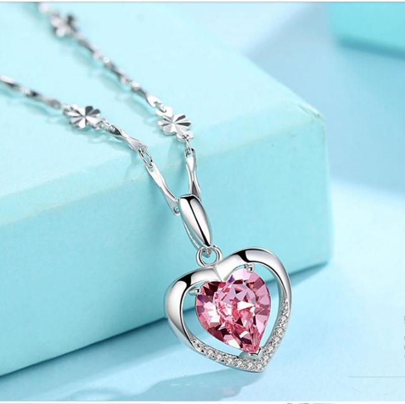 Silver Plated Heart Crystal Love Necklace – Elegant Women’s Pendant Jewelry - Image 5