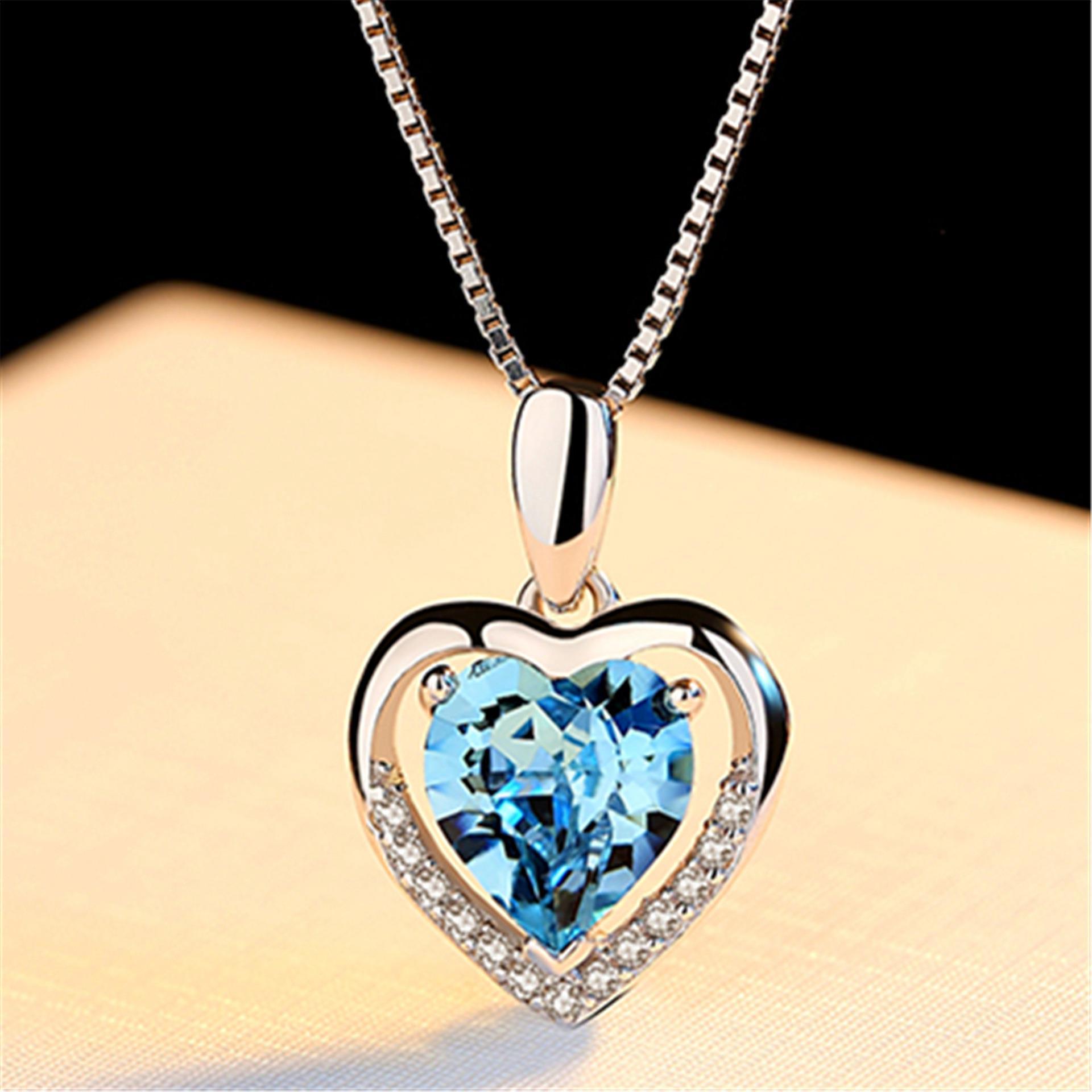 Silver Plated Heart Crystal Love Necklace – Elegant Women’s Pendant Jewelry - Image 4