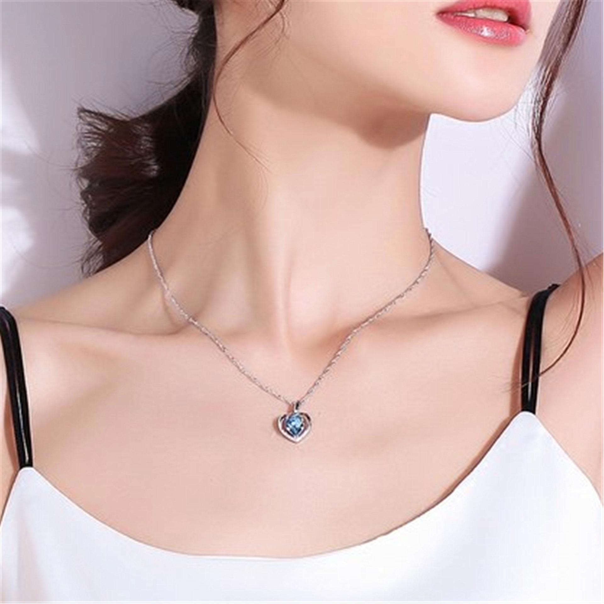 Silver Plated Heart Crystal Love Necklace – Elegant Women’s Pendant Jewelry - Image 2