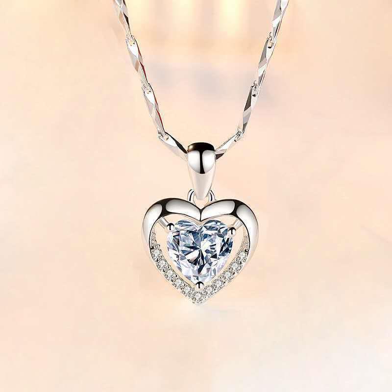 Silver Plated Heart Crystal Love Necklace – Elegant Women’s Pendant Jewelry - Image 10