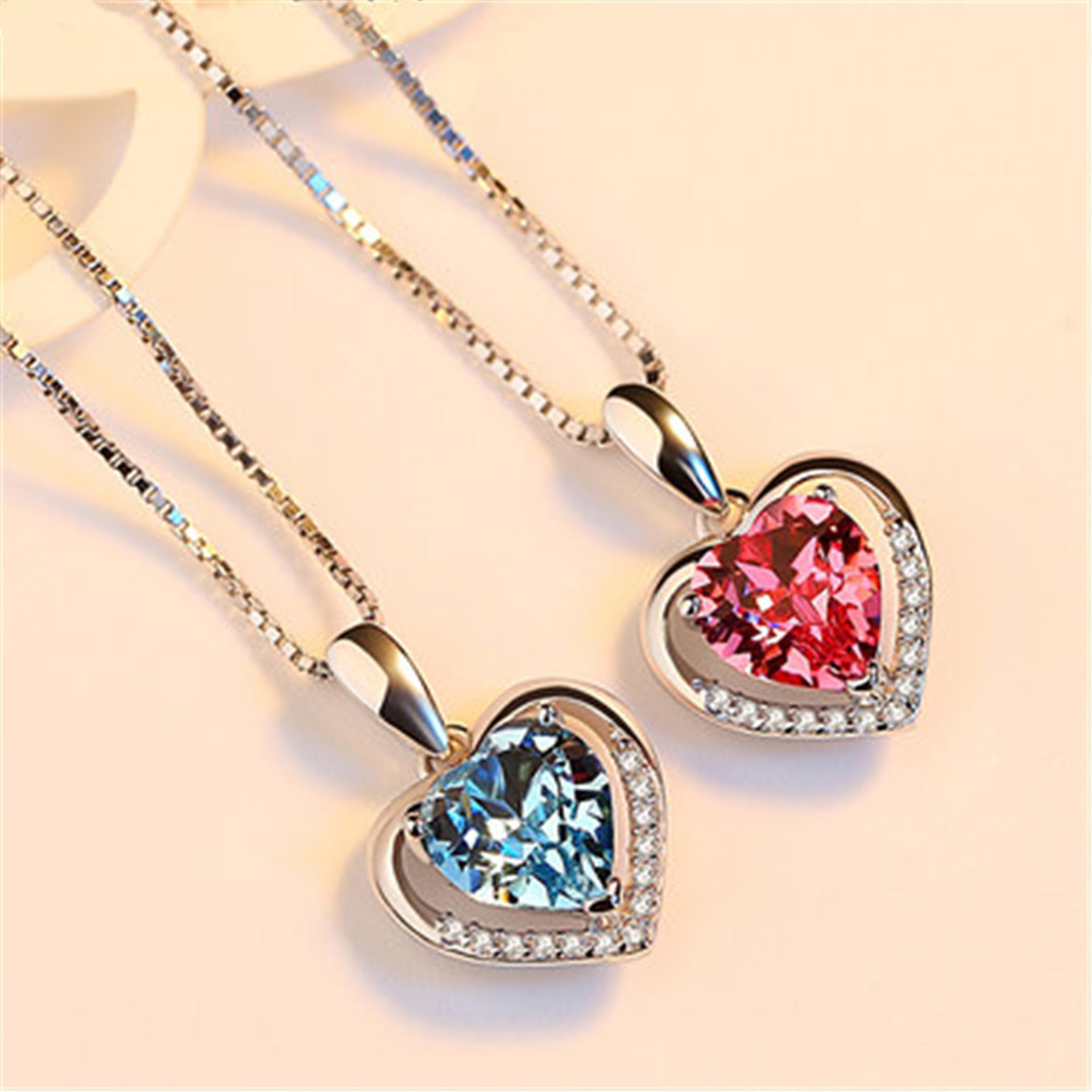 Silver Plated Heart Crystal Love Necklace – Elegant Women’s Pendant Jewelry - Image 8