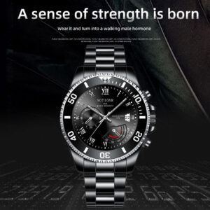 Waterproof Green Submariner Style Quartz Watch – Luminous Steel Calendar Fashion Wristwatch